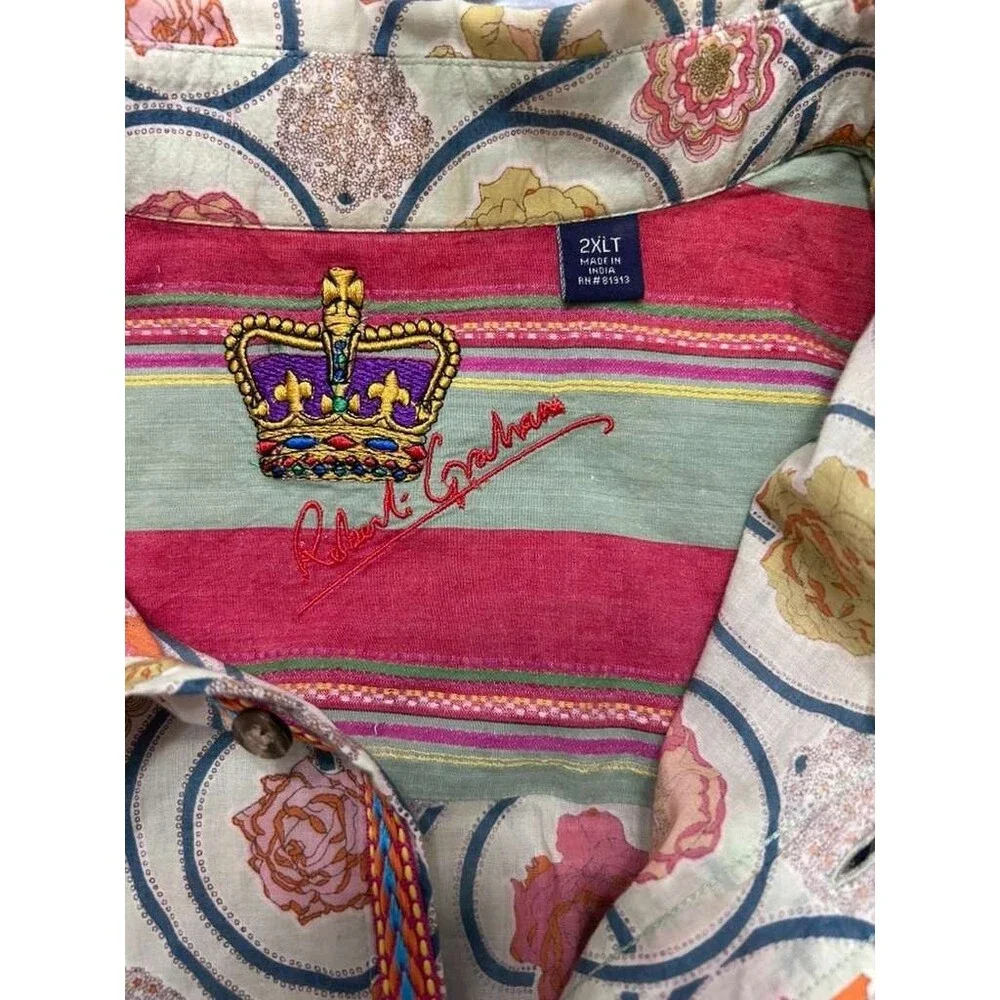 Robert Graham Button Down Shirt Men's 2XLT Floral Fleming Long Sleeves - Picture 5 of 7